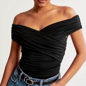 Abercrombie Off the Shoulder Ruched Wrap Top